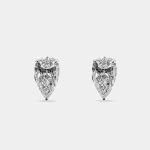 6.00 cts Pear Brilliant Cut 18k White Gold Lab Grown Diamonds Solitaire Stud Earrings