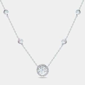 1.80 cts Round Briliant Cut 14k White Gold Necklace