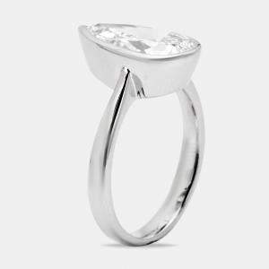 Pre Owned 3.00 cts Pear Brilliant Cut Lab Grown Diamond 18k White Gold Ring Size 51