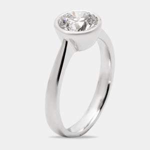 Pre Owned 1.30 cts Round Brilliant Cut Lab Grown Diamond 18k White Gold Ring Size 53