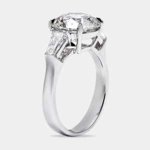 Pre Owned 3.50 cts Round Brilliant and Baguette Cut Lab Grown Diamonds 18k White Gold Ring Size 53