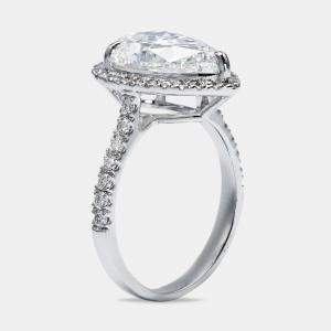 Pre Owned 4.50 cts Pear Round 18k White Gold Lab Grown Diamonds Ring Size 53