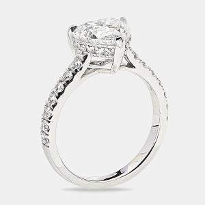 Pre Owned 2.50 cts Heart Brilliant Round 18k White Gold Lab Grown Diamonds Ring Size 53