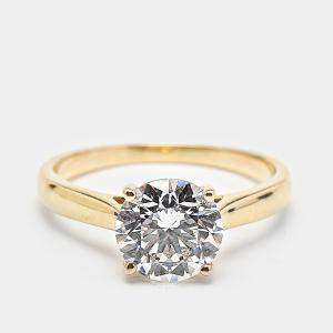 Pre Owned 2.00 cts Round Brilliant Cut 18k Yellow Gold Lab Grown Diamonds Ring Size 53