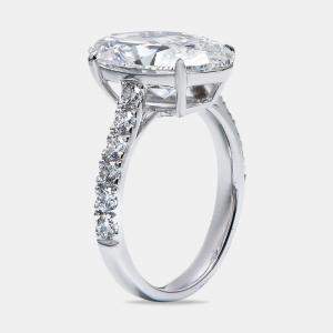 Pre Owned 5.65 cts Oval Round 18k White Gold Lab Grown Diamond Ring Size 54