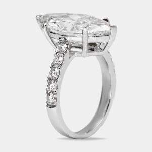 Pre Owned 5.60 cts Marquise and Round Lab Grown Diamond 18k White Gold Ring Size 54