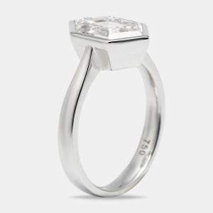 2.75 cts Hexagon Cut Lab Grown Diamond 18k White Gold Ring Size 53