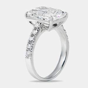 5.50 cts Radiant and Round Lab Grown Diamond 18k White Gold Ring Size 54