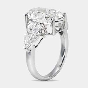 Pre Owned 7.45 cts Oval and Pear Lab Grown Diamond 18k White Gold Ring Size 54