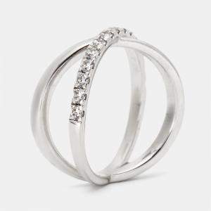 Pre Owned 0.65 cts Round Brilliant Lab Grown Diamond 18k White Gold Ring Size 54