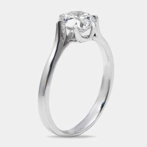 Pre Owned 1.00 cts Round Brilliant Lab Grown Diamond 18k White Gold Ring Size 51