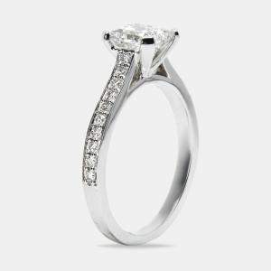 Pre Owned 2.40 cts Princess and Round Lab Grown Diamond 14k White Gold Ring Size 54