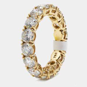 Pre Owned 5.00 cts Round Brilliant Lab Grown Diamonds 18k Yellow Gold Eternity Band Ring Size 54