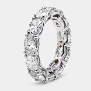 Pre Owned 6 cts Oval Brilliant Lab Grown Diamonds 18k White Gold Eternity Band Ring Size 54