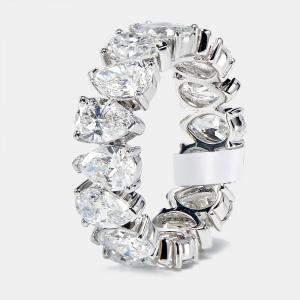 5.8 cts Pear Brilliant Lab Grown Diamonds 18k White Gold Eternity Band Ring Size 54