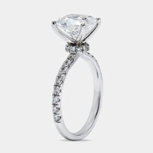 Pre Owned 3.50 cts Cushion Round Cut 18k White Gold Lab Grown Diamonds Ring Size 52