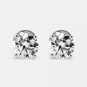 Pre Owned 4.00 cts Round Brilliant Cut 18k White Gold Lab Grown Diamond Earrings
