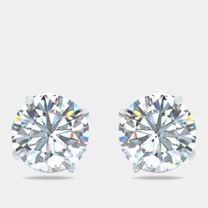 Pre Owned 8.00 cts Round Brilliant 18k White Gold Solitaire Earrings