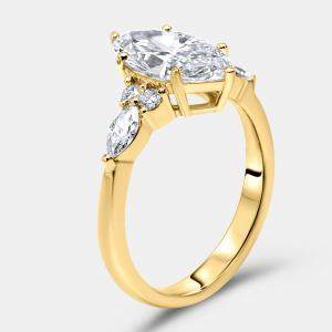 Pre Owned 2.3 cts Marquise and Round 18k Yellow Gold Lab Grown Diamonds Ring Size 51