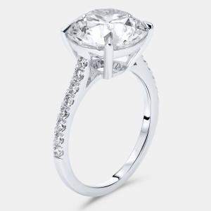 Pre Owned 5.3 cts Round Lab Grown Diamond 18k White Gold Ring Size 51