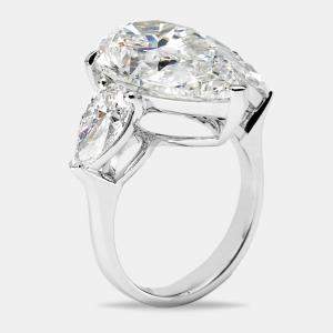 Pre Owned 4 cts Pear Brilliant Lab Grown Diamond 18k White Gold Ring Size 52