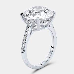 Pre Owned 8.47 cts Round Brilliant Lab Grown Diamond 18k White Gold Ring Size 52
