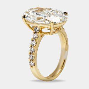 8.5 cts Oval and Round Lab Grown Diamond 18k Yellow Gold Ring Size 54