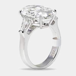 8 cts Oval and Trapezoid Lab Grown Diamond 18k White Gold Ring Size 54