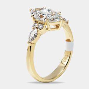 2.3 cts Marquise, Pear and Round Lab Grown 18k Yellow Gold Ring Size 54