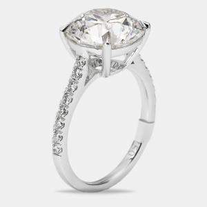5.3 cts Round Lab Grown Diamond 18k White Gold Ring Size 54