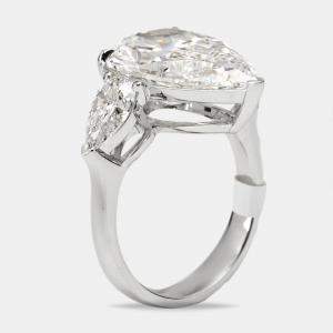 7.7 cts Pear Brilliant Lab Grown Diamond 18k White Gold Ring Size 54