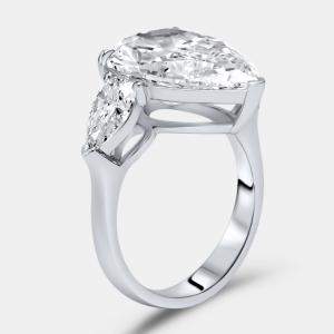 Pre Owned 7.7 cts Pear Brilliant Lab Grown Diamond 18k White Gold Ring Size 54