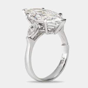 Pre Owned 5.5 cts Marquise and Pear Lab Grown Diamonds 18k White Gold Ring Size 54