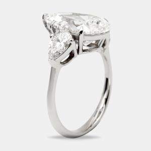 Pre Owned 6.1 cts Pear Cut Lab Grown Diamond 18k White Gold Ring Size 52