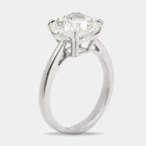 Pre Owned 5 cts Cushion Cut Lab Grown Diamond 18k White Gold Ring Size 52