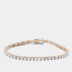 Pre Owned 6.4 cts Round Cut Lab Grown Diamond 14k Two Tone Gold Bracelet