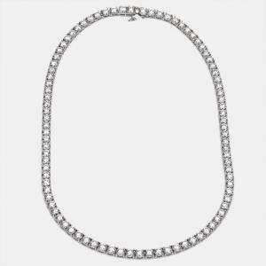 30 cts Round Lab Grown Diamond 18k White Gold Necklace