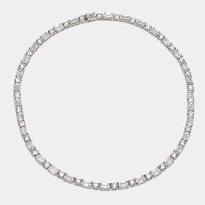 Pre Owned 54 Cts Round Emerald 18K White Gold Lab Grown Diamonds Necklace