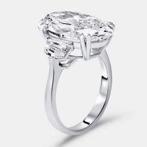 Pre Owned 8.99 cts Oval Brilliant Trapezoid Lab Grown Diamonds 18k White Gold Ring Size 51