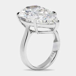 Pre Owned 7.00 cts Pear Brilliant Lab Grown Diamond 18k White Gold Ring Size 51