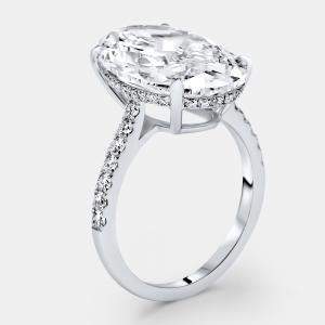 Pre Owned 8.40 cts Oval Brilliant and Round Lab Grown Diamonds 18k White Gold Ring Size 51