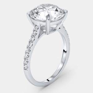 Pre Owned 3.30 cts Round Brilliant Lab Grown Diamonds 18k White Gold Ring Size 51
