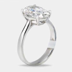 Pre Owned 3.00 cts Oval Brilliant Lab Grown Diamond 18k White Gold Ring Size 51