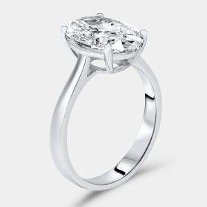 Pre Owned 3.00 cts Oval Brilliant Lab Grown Diamond 18k White Gold Ring Size 51