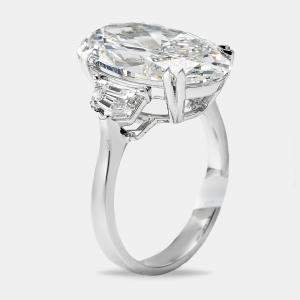 Pre Owned 8.99 cts Oval Brilliant Trapezoid Lab Grown Diamonds 18k White Gold Ring Size 52