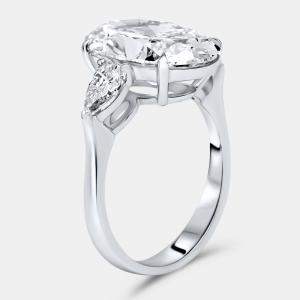 Pre Owned 4.40 cts Oval Brilliant and Pear Lab Grown Diamonds 18k White Gold Ring Size 52