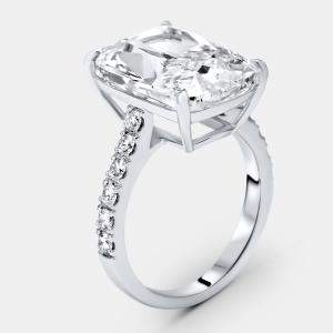 Pre Owned 10.50 cts Radiant and Round Lab Grown Diamonds 18k White Gold Ring Size 53