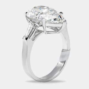 Pre Owned 5.50 cts Pear Brilliant and Trapezoid Lab Grown Diamonds 18k White Gold Ring Size 54