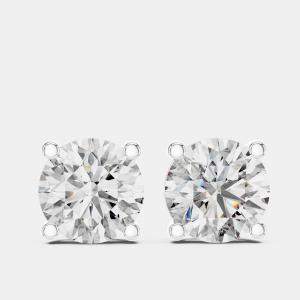 Pre Owned 4.00 cts Round Cut 18k White Gold Lab Grown Diamond Stud Earrings