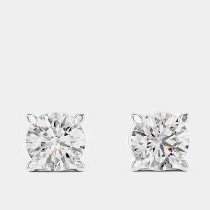 Pre Owned 1.00 ct Round 18k White Gold Solitaire Lab Grown Diamond Single Stud Earrings
